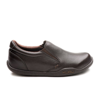 Outside profile details on the KURU Footwear KIVI Men's Slip-on Shoe in EspressoBrown
